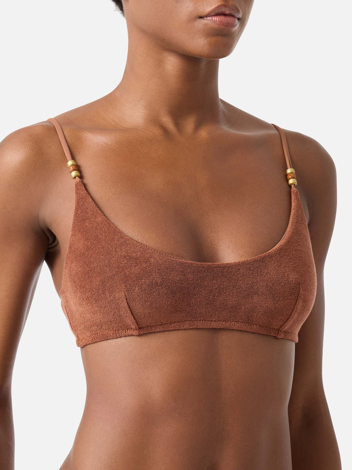 Bikini Judy Virgo bralette in tessuto effetto spugna marrone