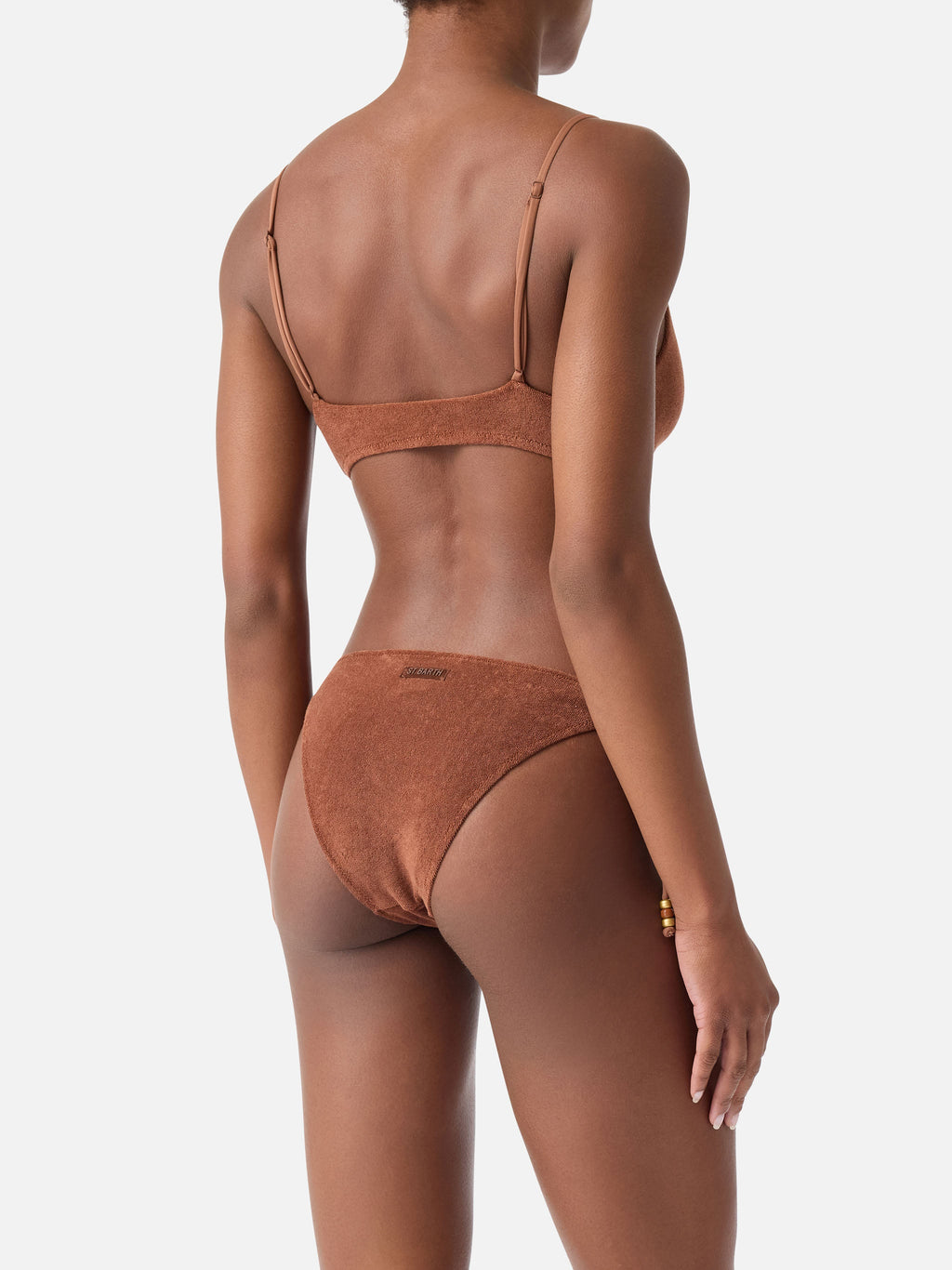 Bikini Judy Virgo bralette in tessuto effetto spugna marrone