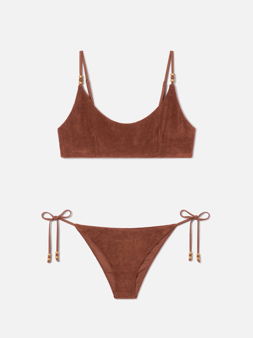 Bikini Judy Virgo bralette in tessuto effetto spugna marrone
