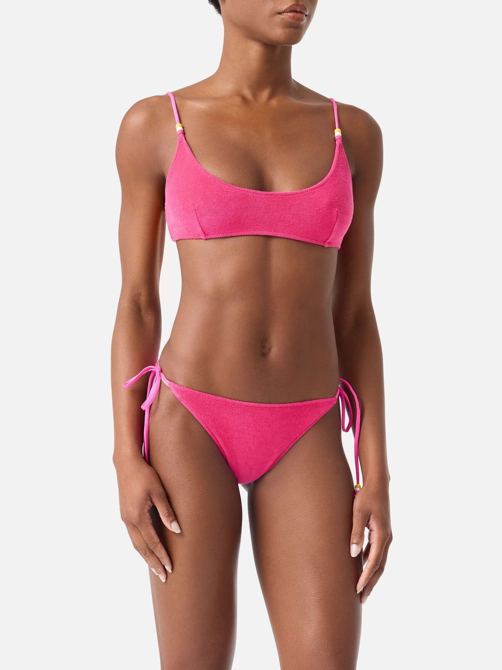 Bikini Judy Marielle bralette in tessuto effetto spugna fucsia