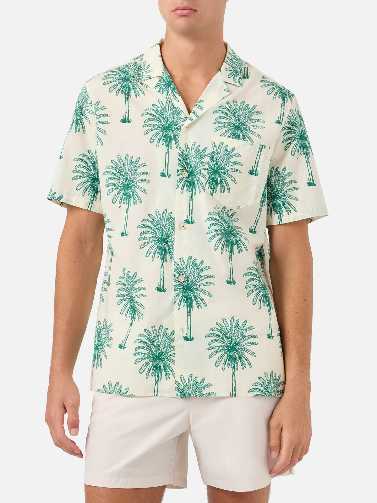 Camicia Kalea bianco panna con stampa palme botaniche product image 1