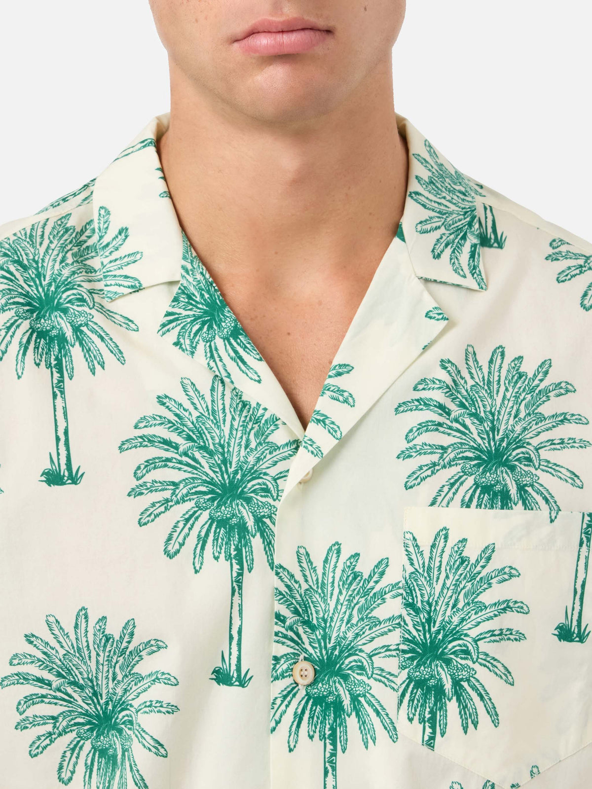 Camicia Kalea bianco panna con stampa palme botaniche product image 2
