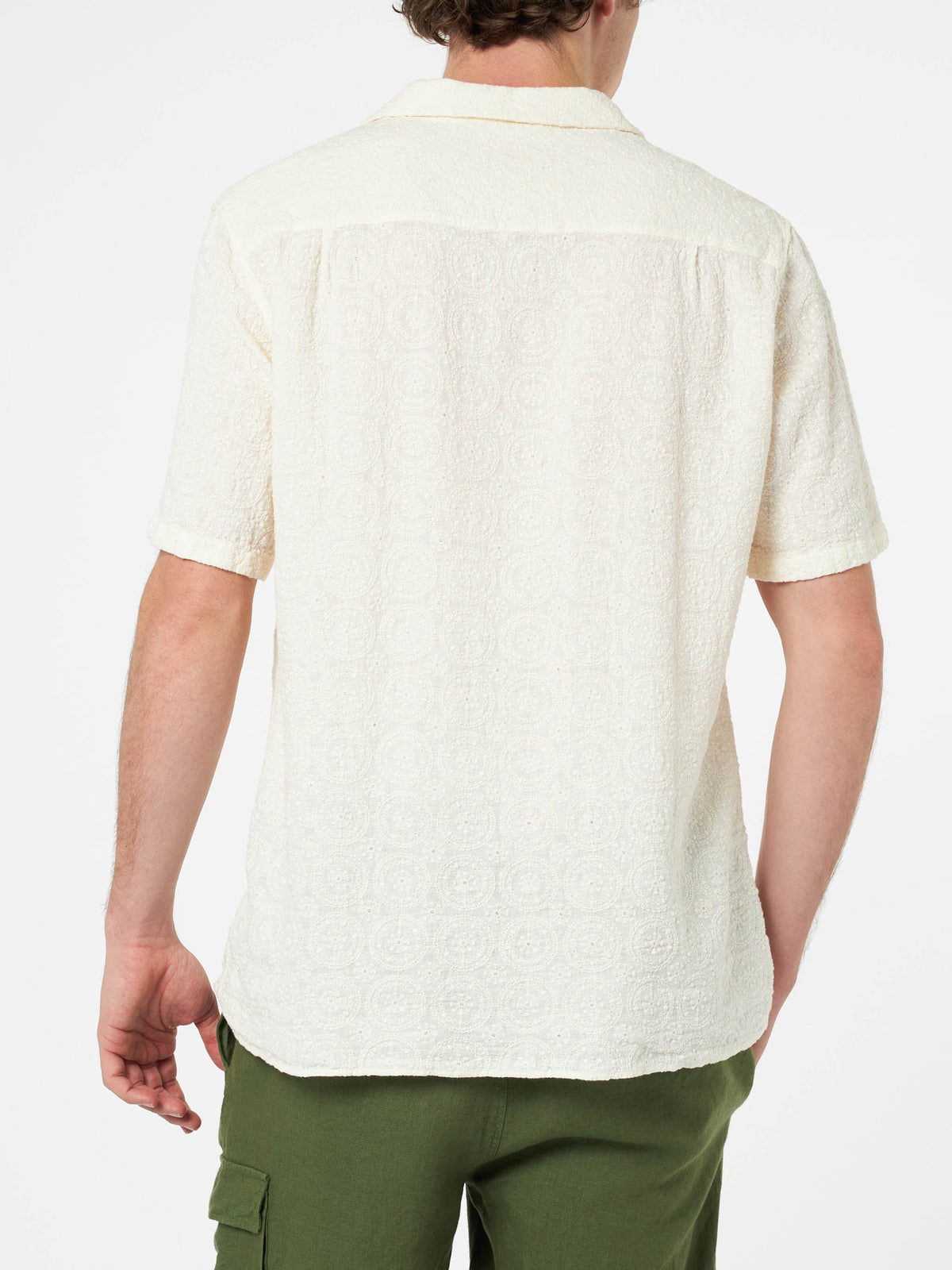 Camicia Kalea bianco panna in lino con ricamo floreale product image 3