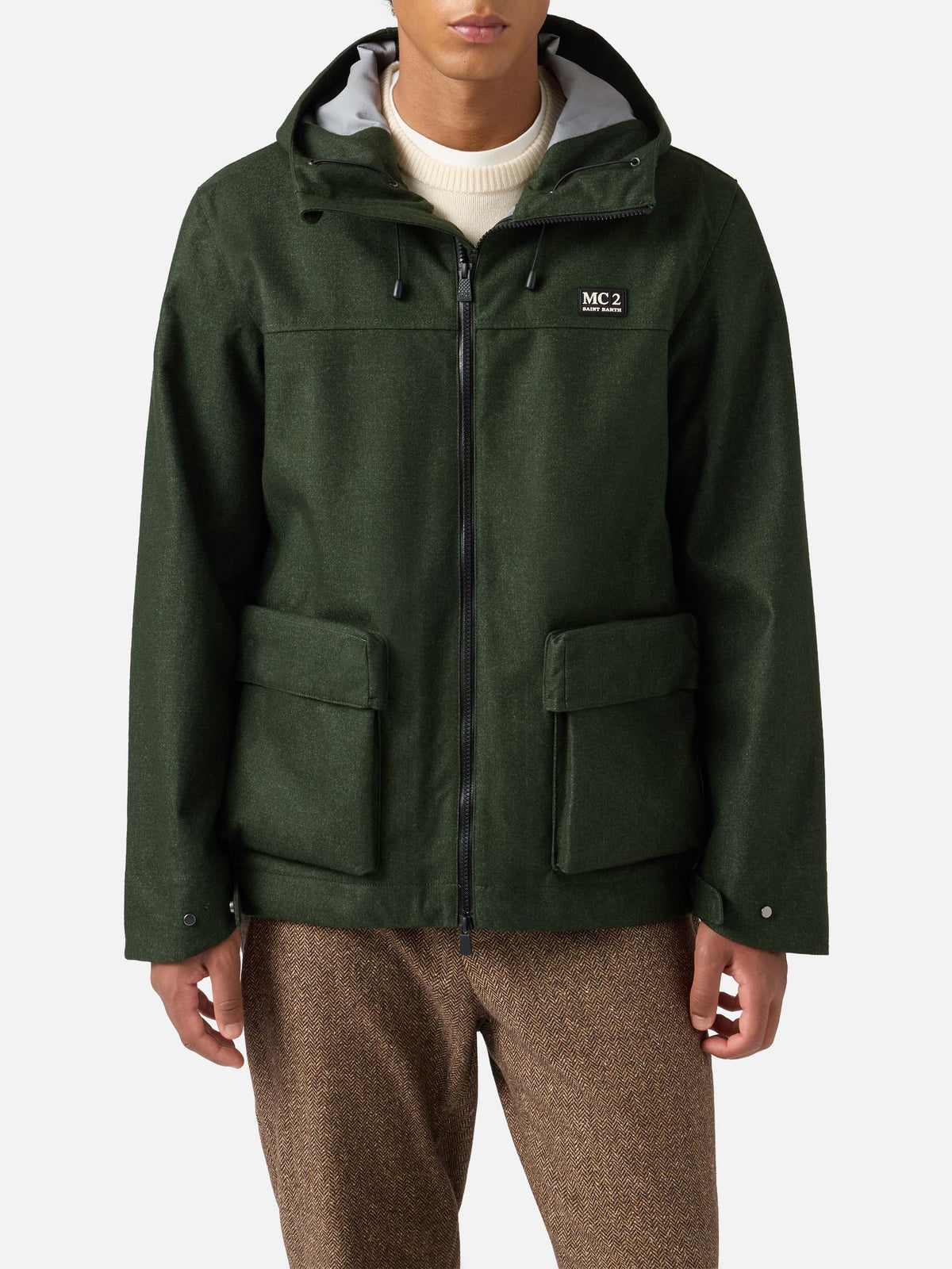 Giacca Kauris Pocket verde militare con cappuccio product image 1
