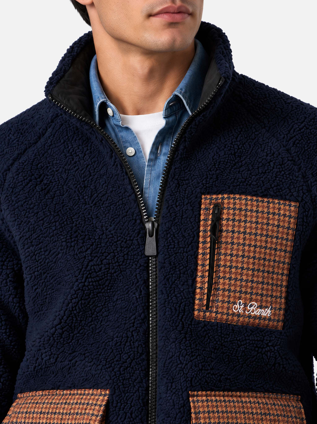 Giacca Keystone blu in sherpa con tasche a quadri product image 2