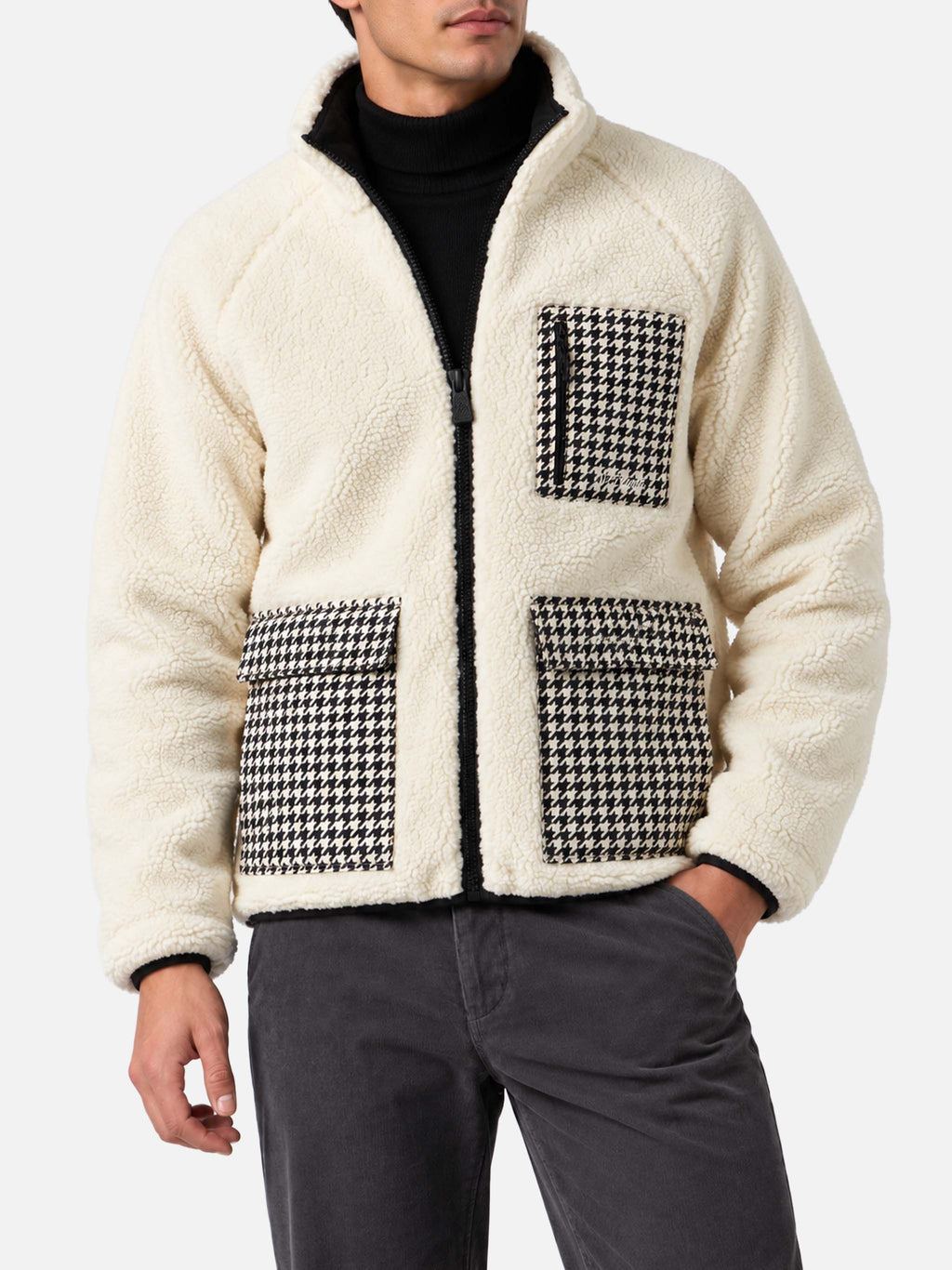 Giacca Keystone bianca in sherpa con tasche pied de poule product image 1