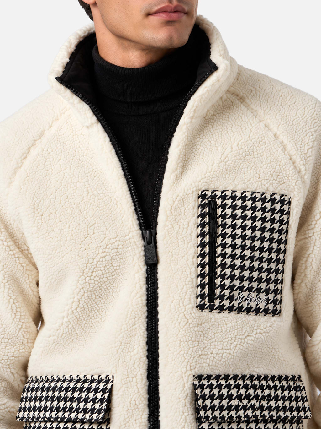 Giacca Keystone bianca in sherpa con tasche pied de poule product image 2