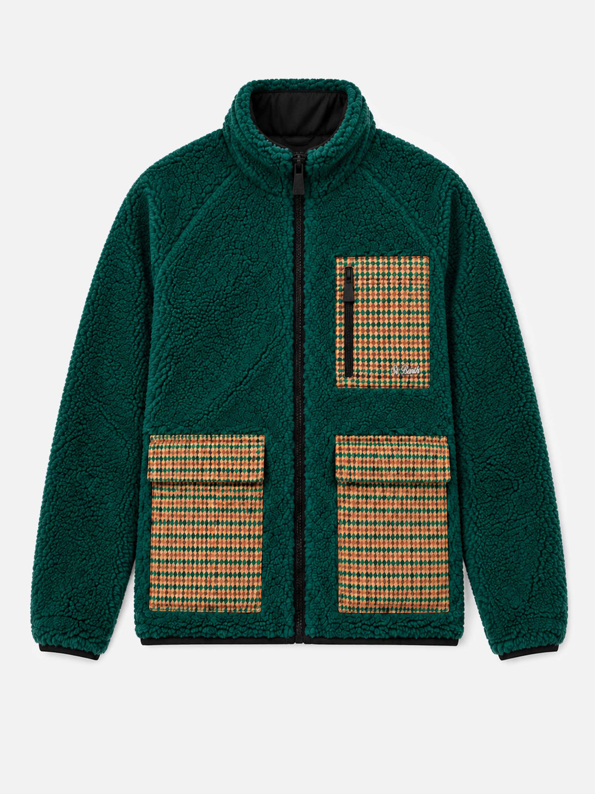 Giacca Keystone verde in sherpa con tasche pied de poule product image 4