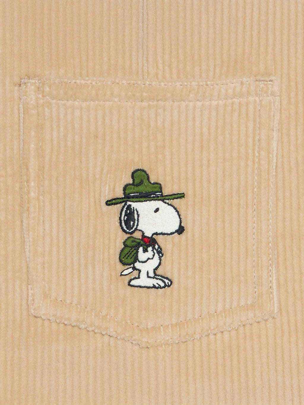 Salopette Kirchberg beige in velluto a coste con patch Snoopy | Special Edition