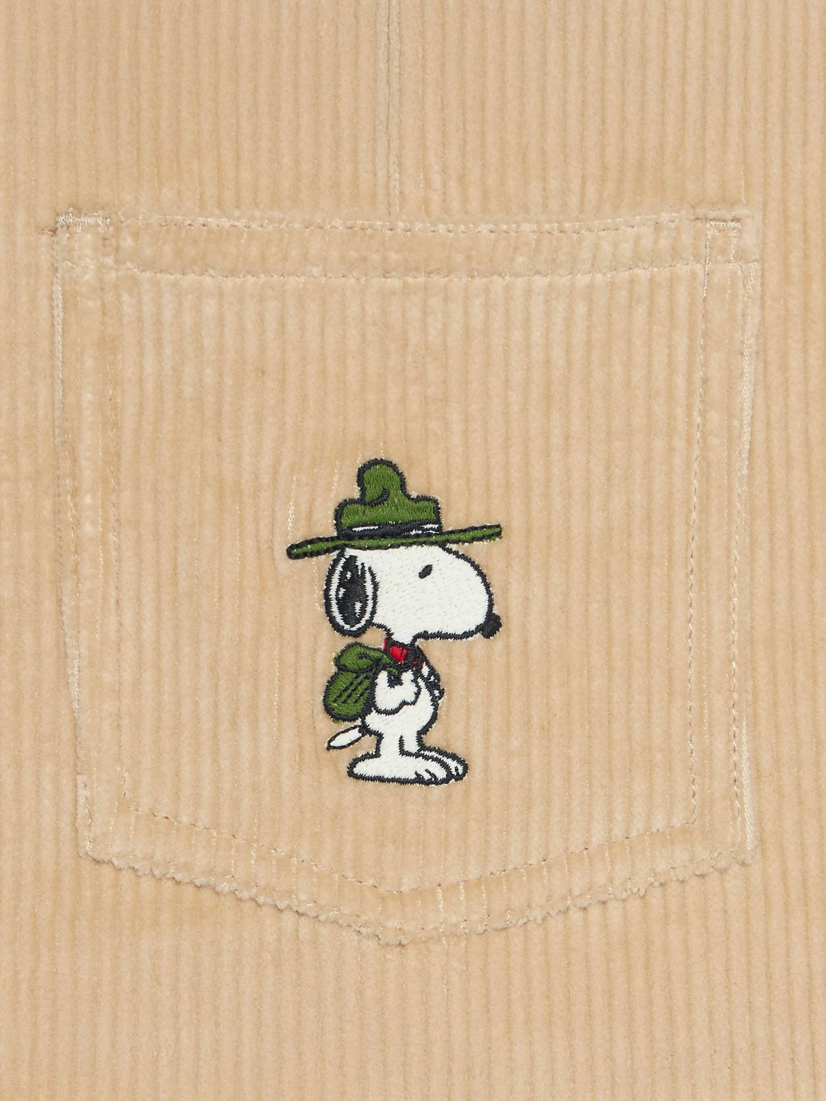 Salopette Kirchberg beige in velluto a coste con patch Snoopy | Special Edition