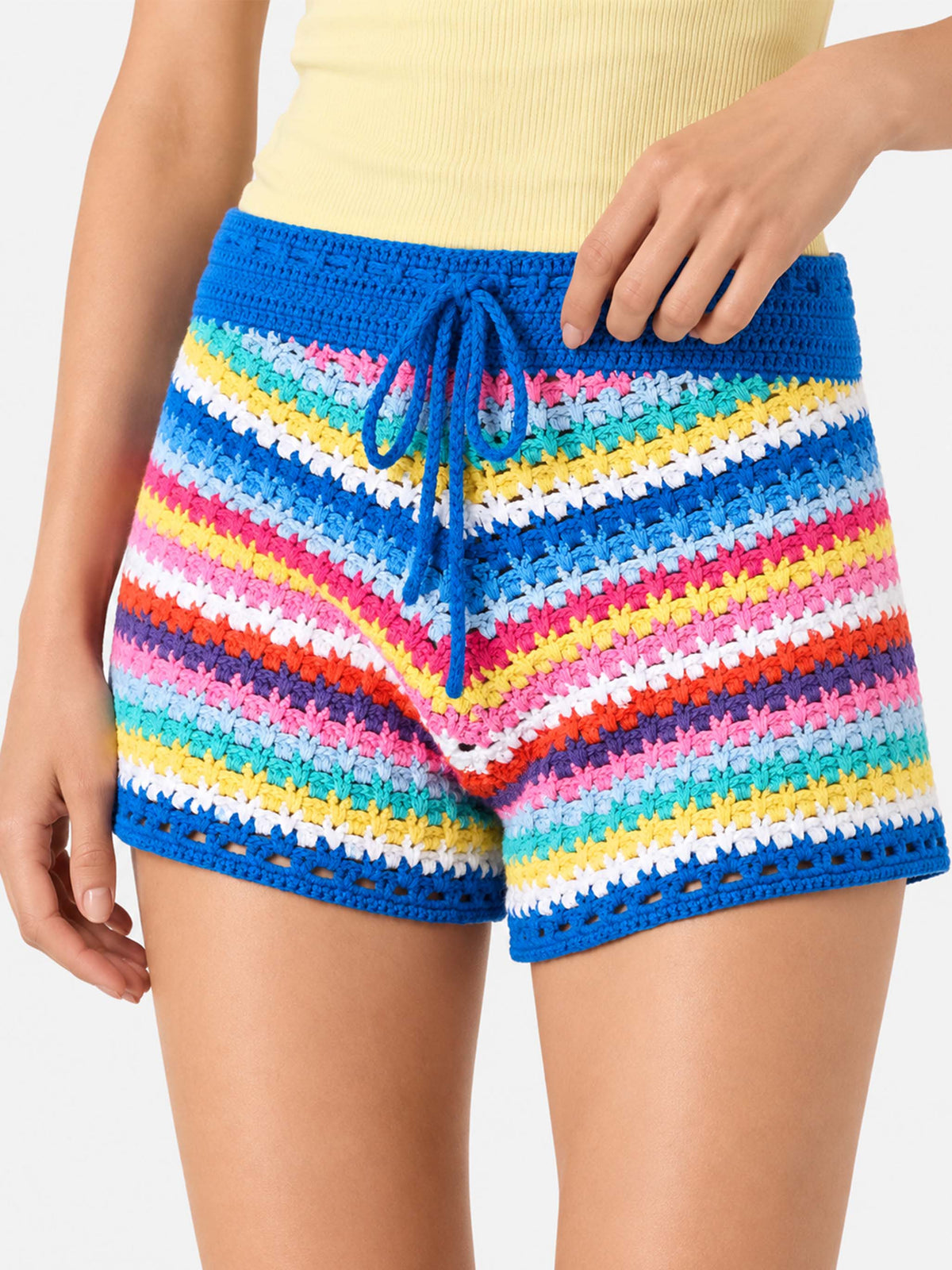 Shorts Kalima in crochet con base blu product image 3