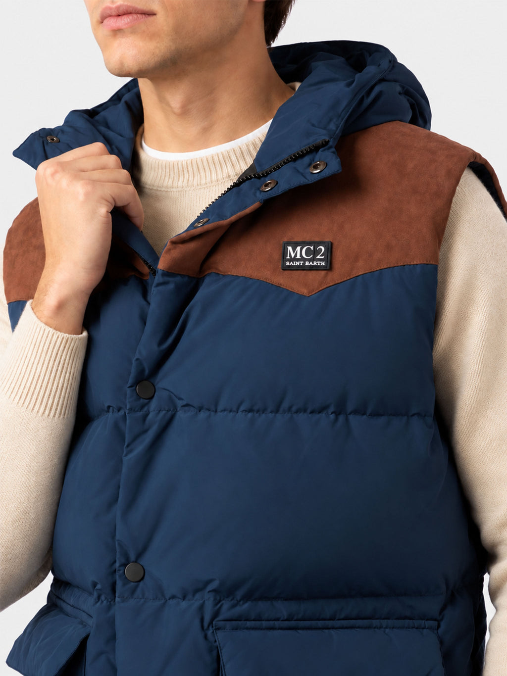 Gilet Klosters blu con cappuccio