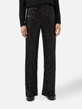 Pantaloni Lucette neri in paillettes a gamba dritta
