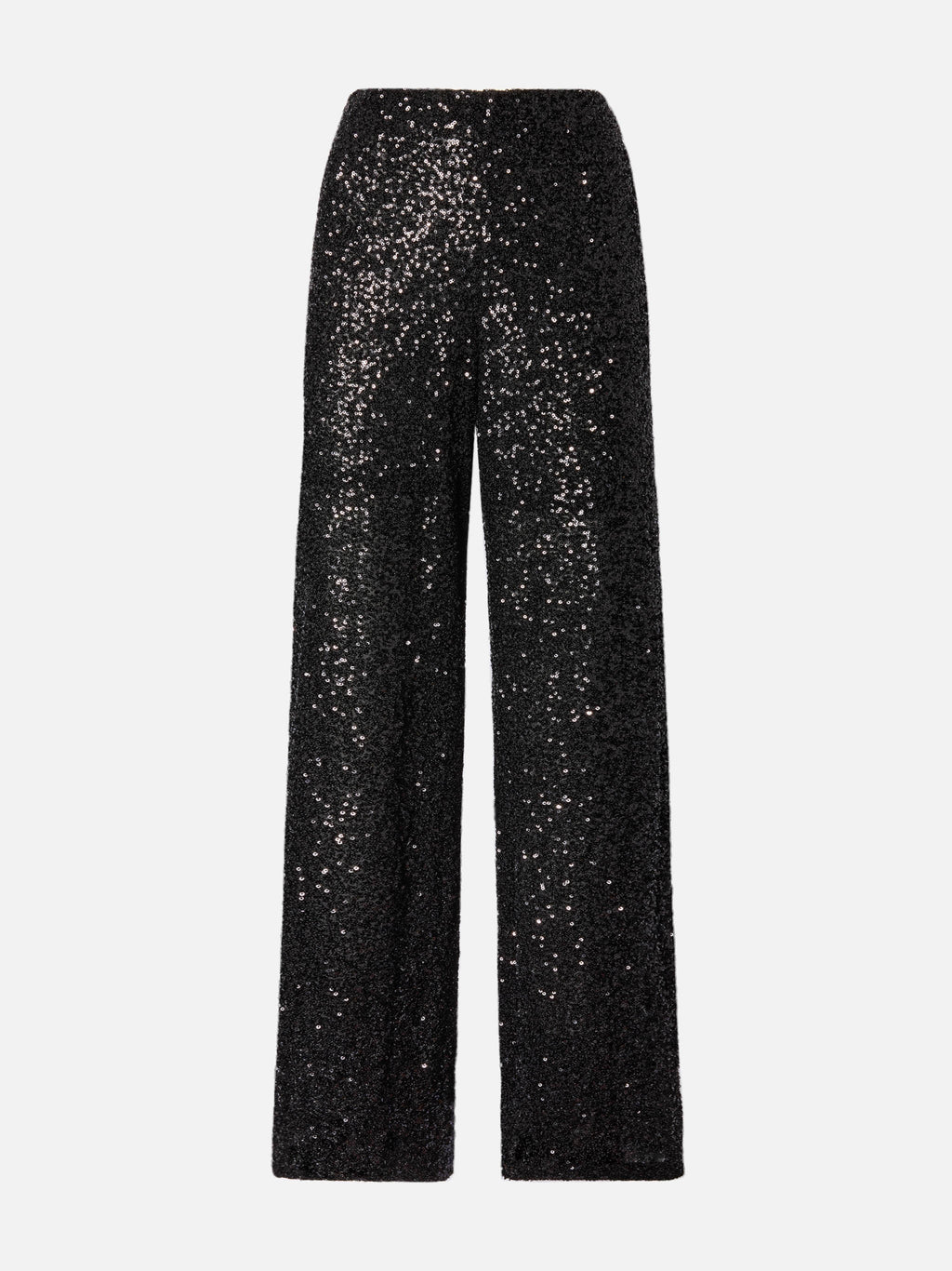 Pantaloni Lucette neri in paillettes a gamba dritta
