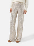 Pantaloni Lucette oro in paillettes a gamba dritta