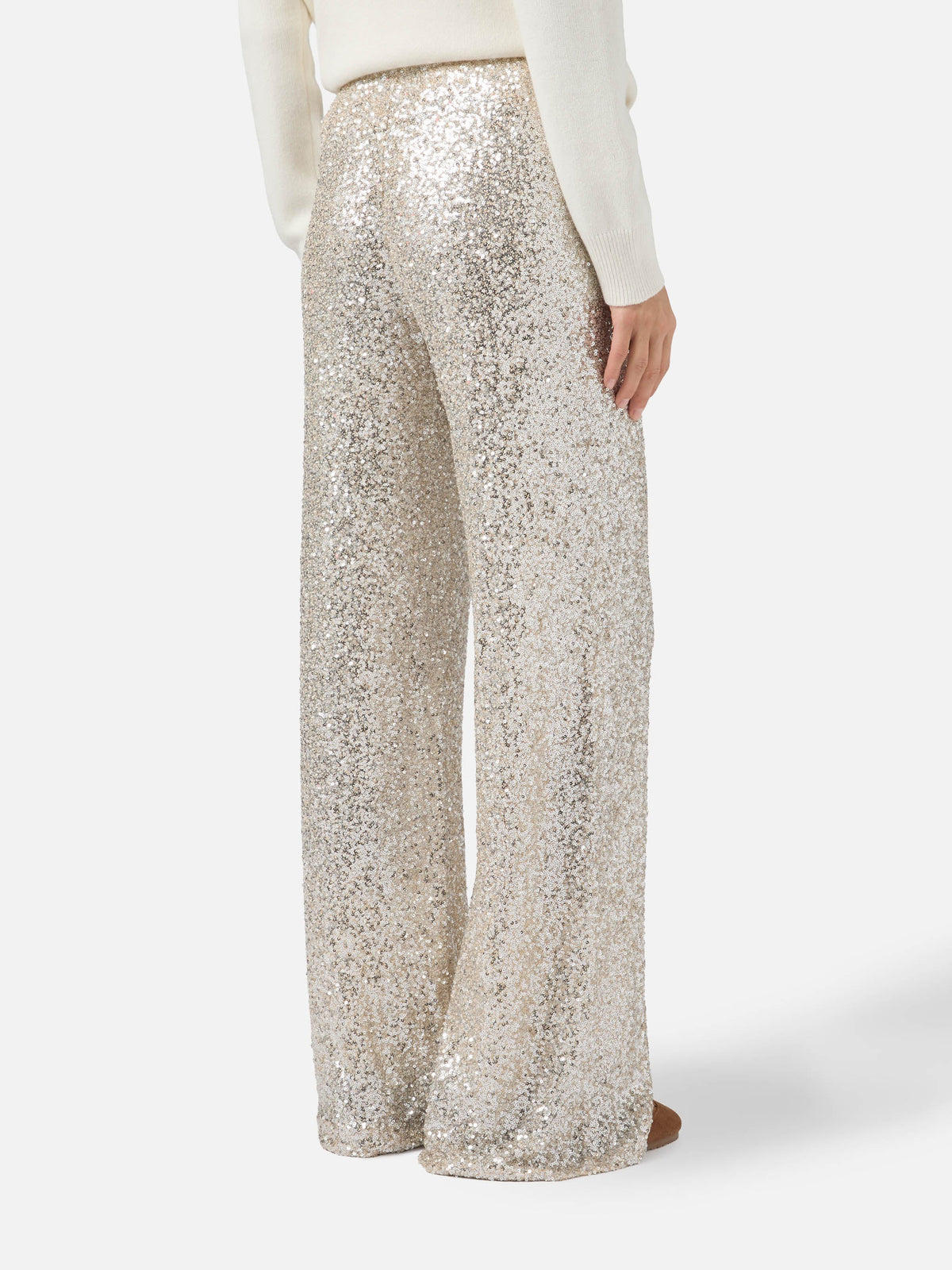 Pantaloni Lucette oro in paillettes a gamba dritta