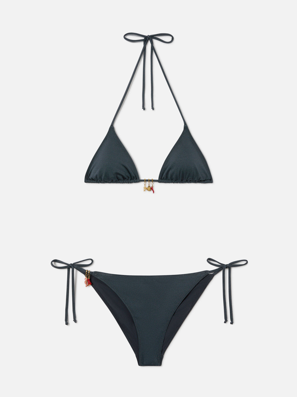 Bikini Leah Virgo glossy finish grigio scuro con charms