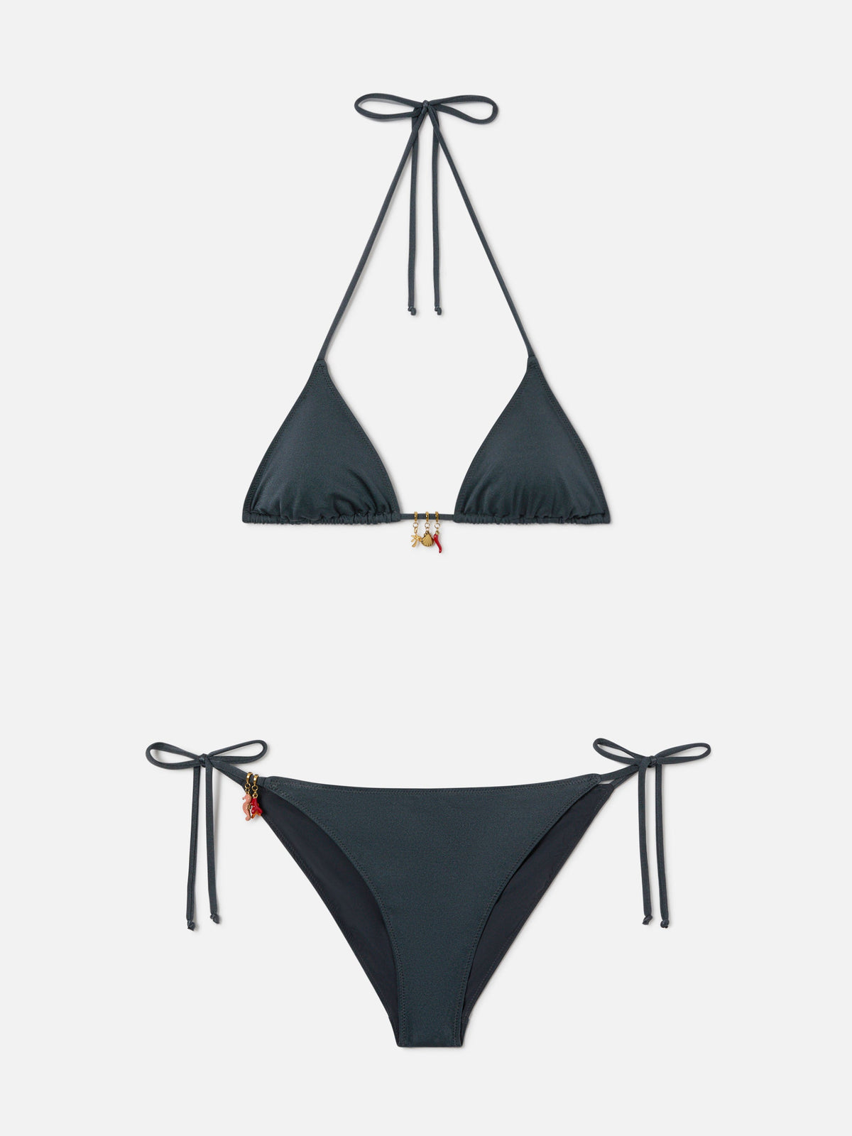Bikini Leah Virgo glossy finish grigio scuro con charms