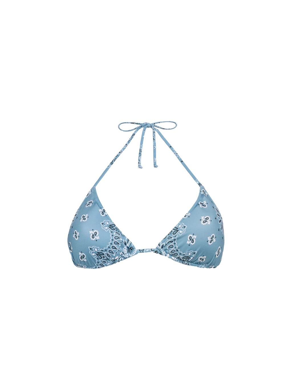 Top bikini a triangolo Leah blu avio con stampa bandana