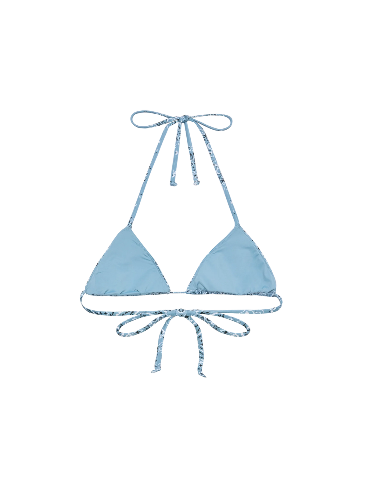 Top bikini a triangolo Leah blu avio con stampa bandana