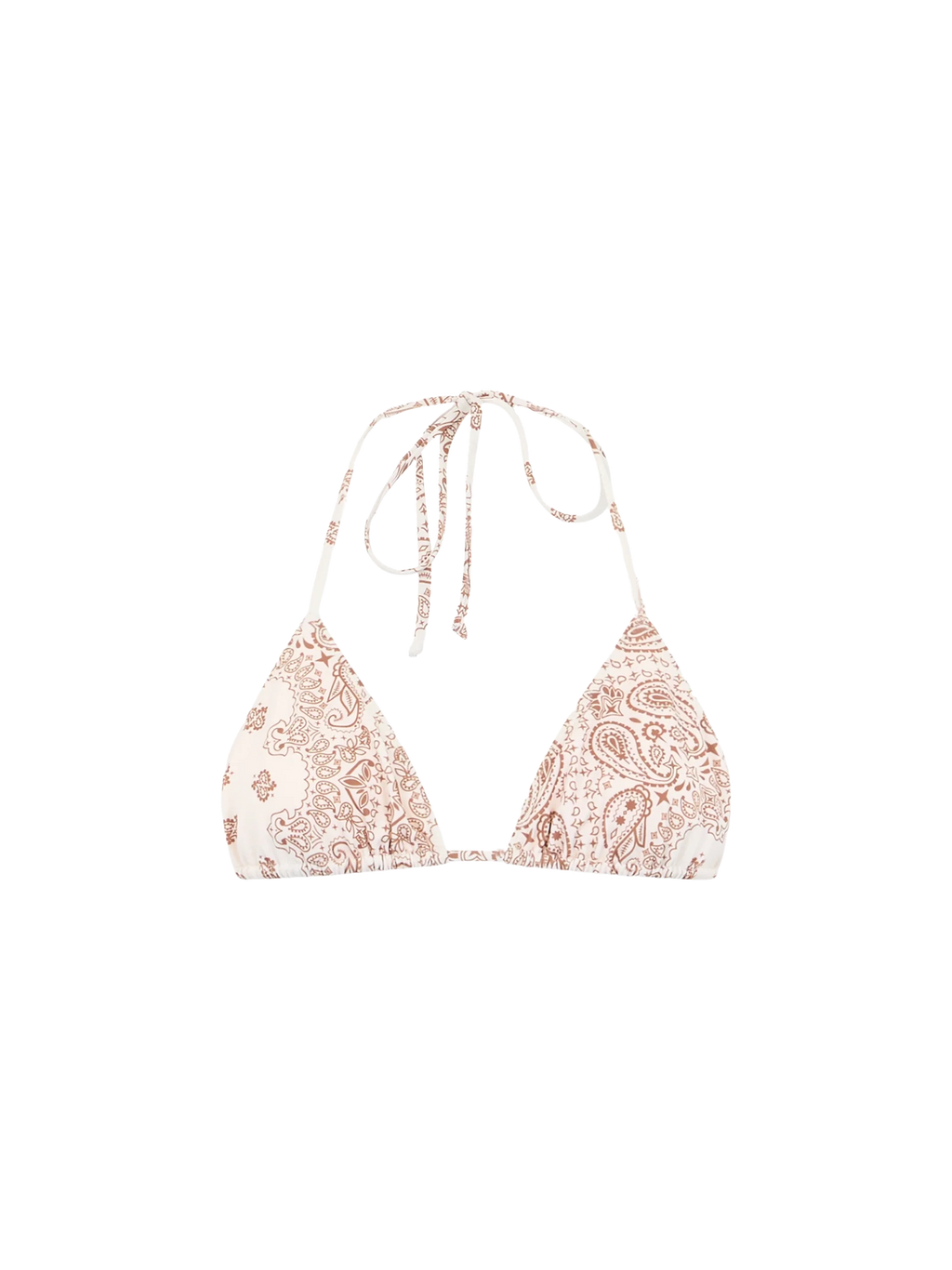 Top bikini a triangolo Leah con stampa bandana bianco panna