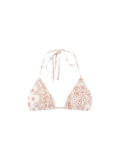 Top bikini a triangolo Leah con stampa bandana bianco panna
