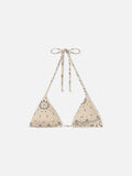 Top bikini Leah triangolo con stampa bandana beige