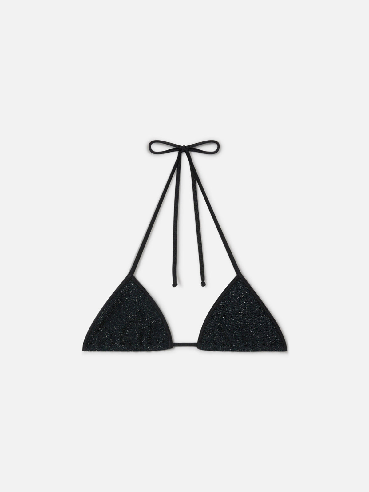 Top bikini Leah String triangolo in tessuto crinkle lurex nero