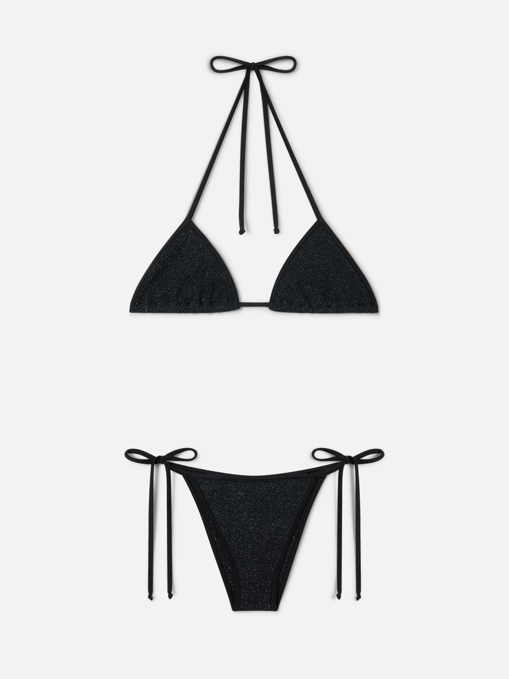 Bikini Leah Marielle String in tessuto crinkle lurex nero