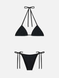 Bikini Leah Marielle String in tessuto crinkle lurex nero