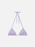 Top bikini Leah String triangolo in tessuto crinkle lurex lilla