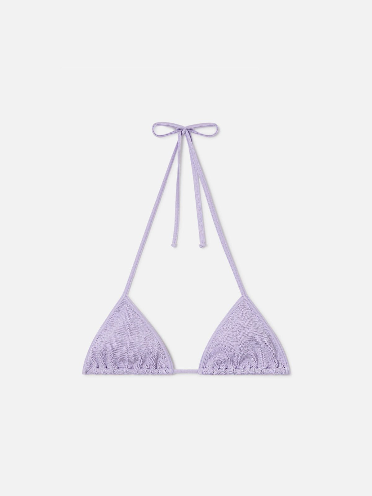 Top bikini Leah String triangolo in tessuto crinkle lurex lilla