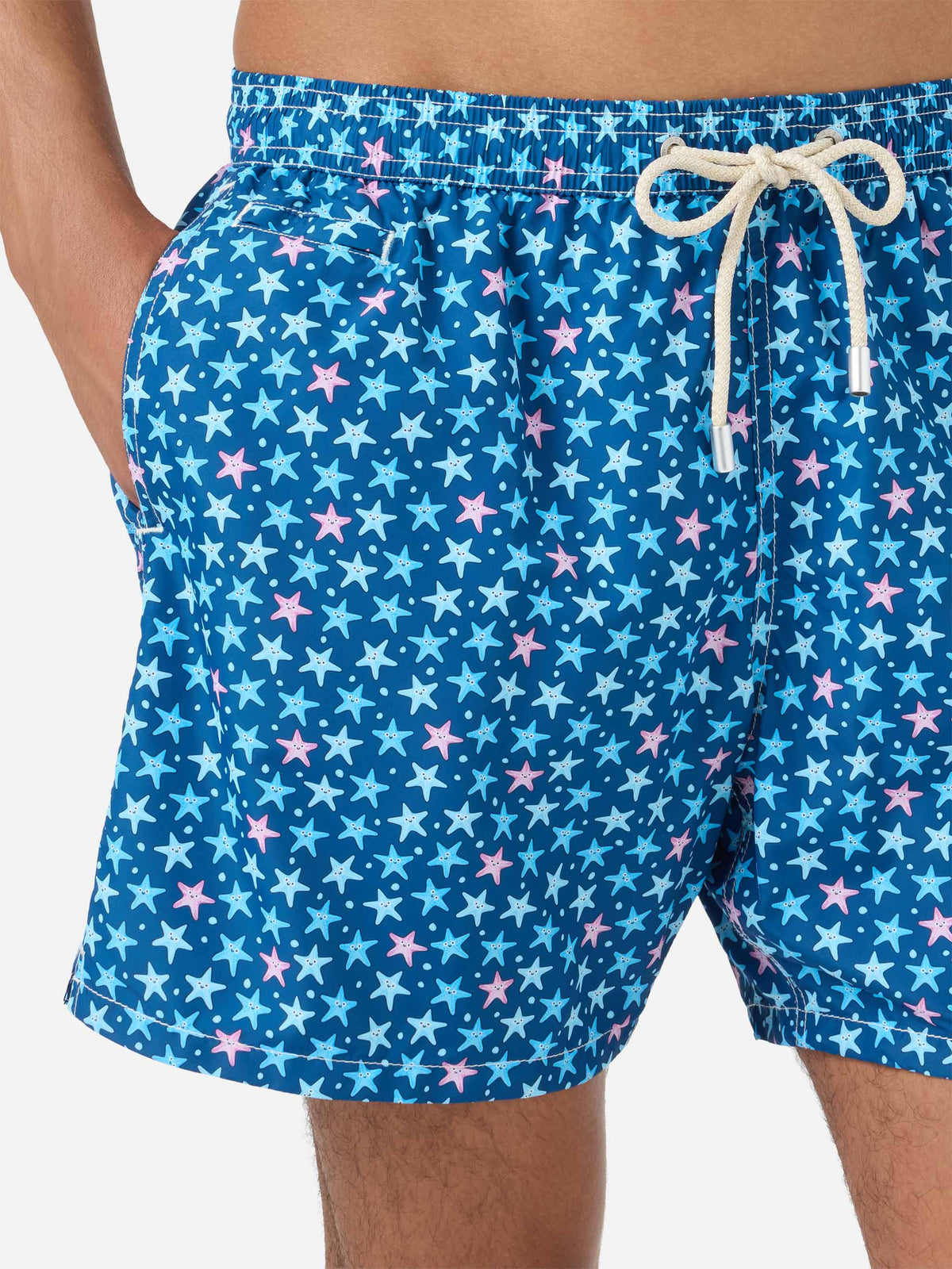 Costume mare Lighting Micro Fantasy con stampa stelle marine su fondo blu navy
