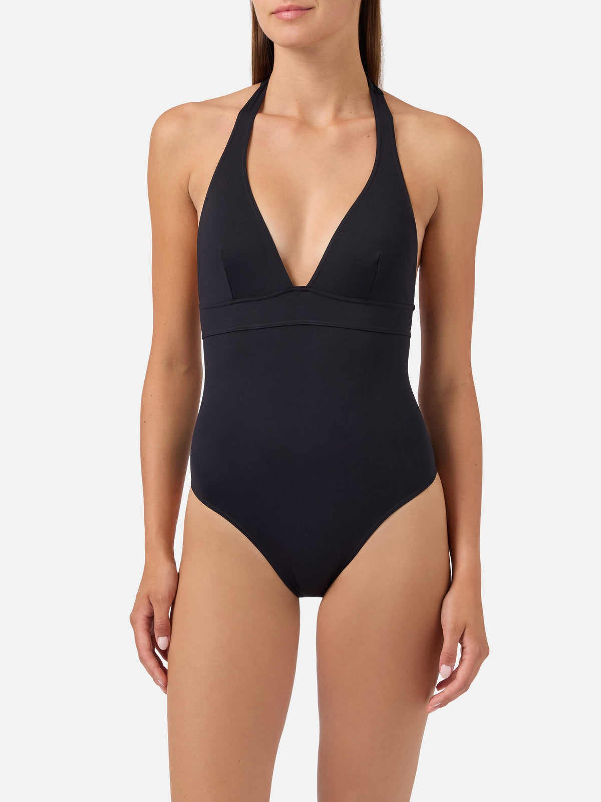Costume intero Marylin nero con allacciatura al collo