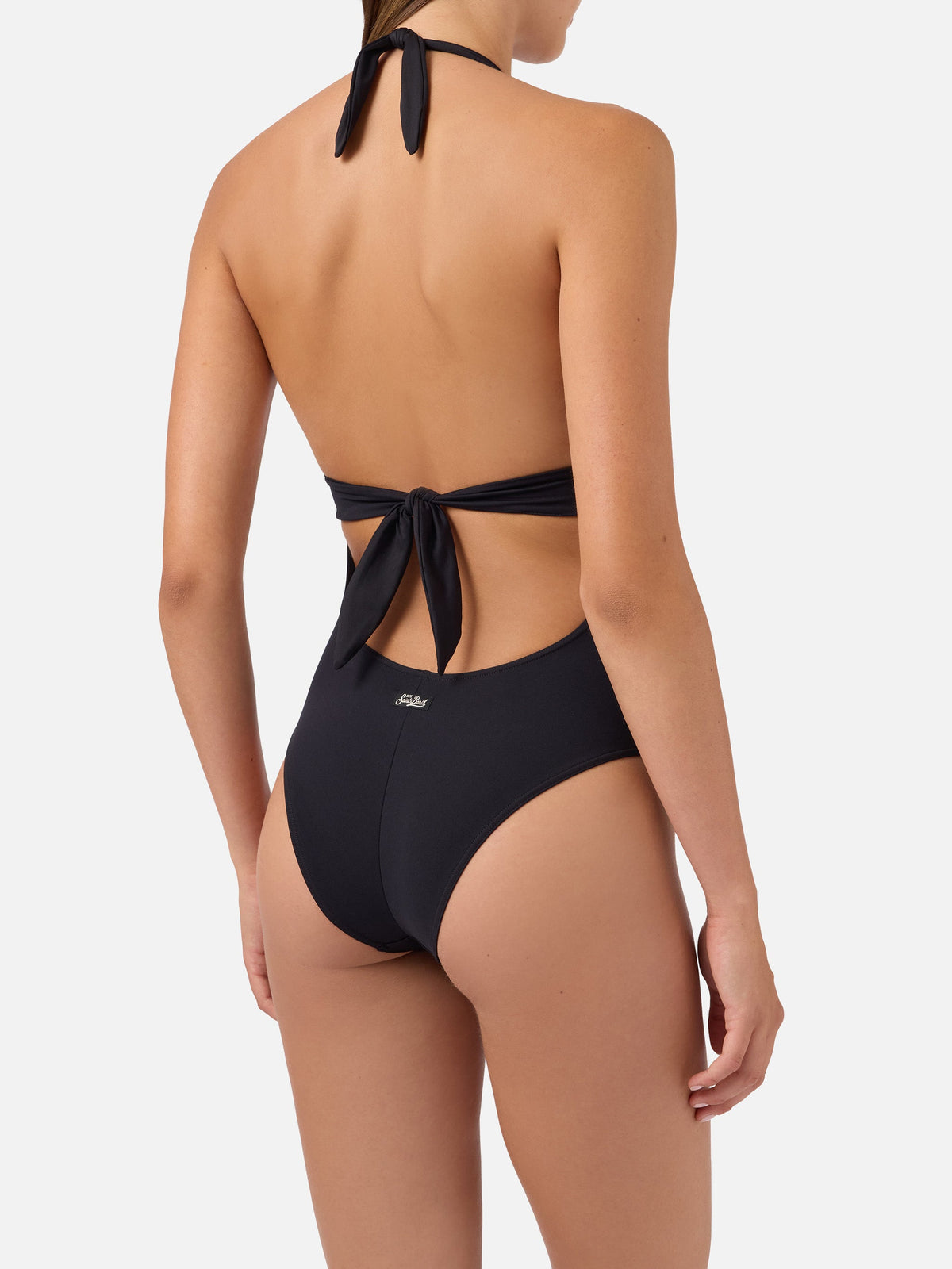 Costume intero Marylin nero con allacciatura al collo