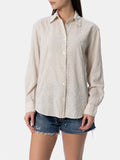 Camicia Meredith bianco panna in lino con ricamo sangallo product image 1