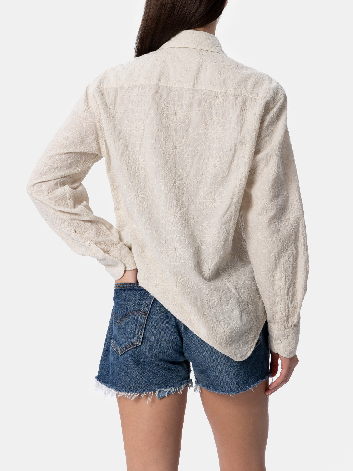 Camicia Meredith bianco panna in lino con ricamo sangallo product image 2