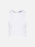 Top all’americana Medison bianco in crochet con motivo floreale