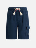 Bermuda Marseille Jr blu navy in lino