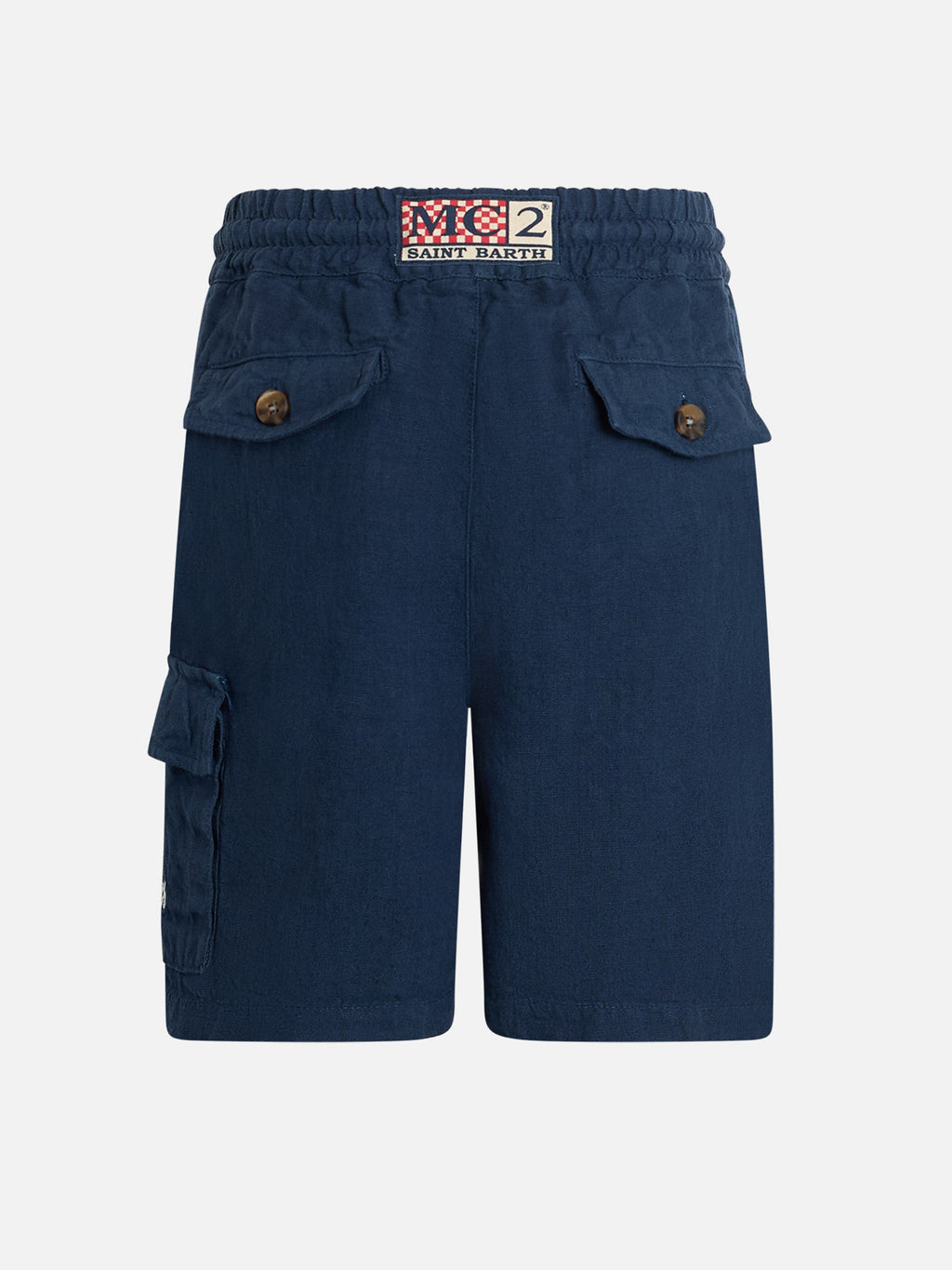 Bermuda Marseille Jr blu navy in lino