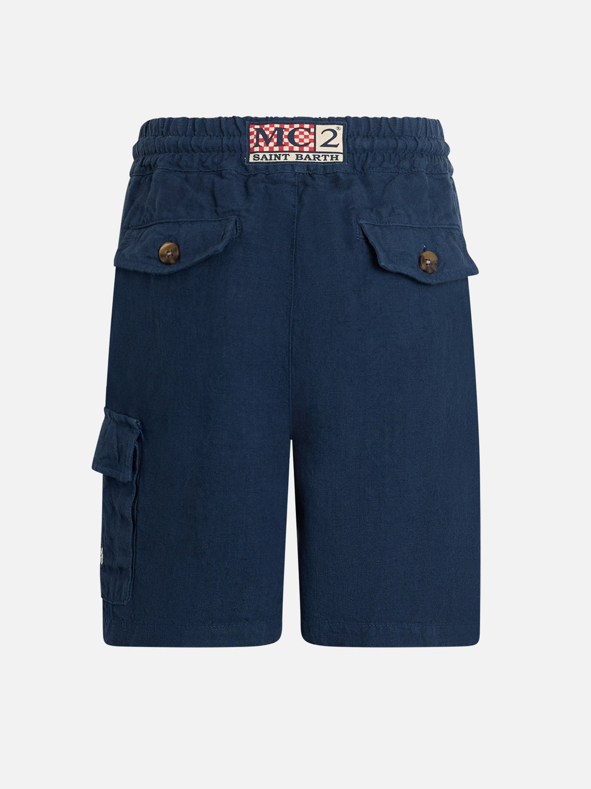 Bermuda Marseille Jr blu navy in lino