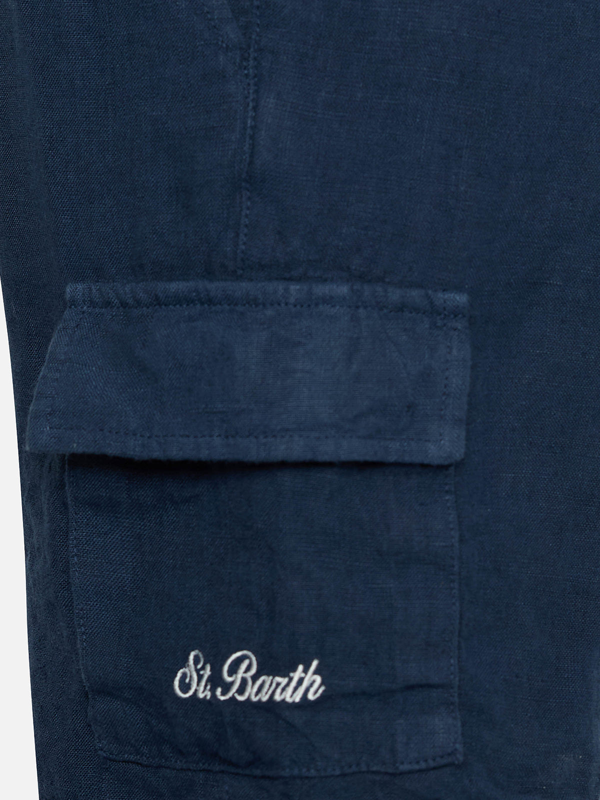Bermuda Marseille Jr blu navy in lino