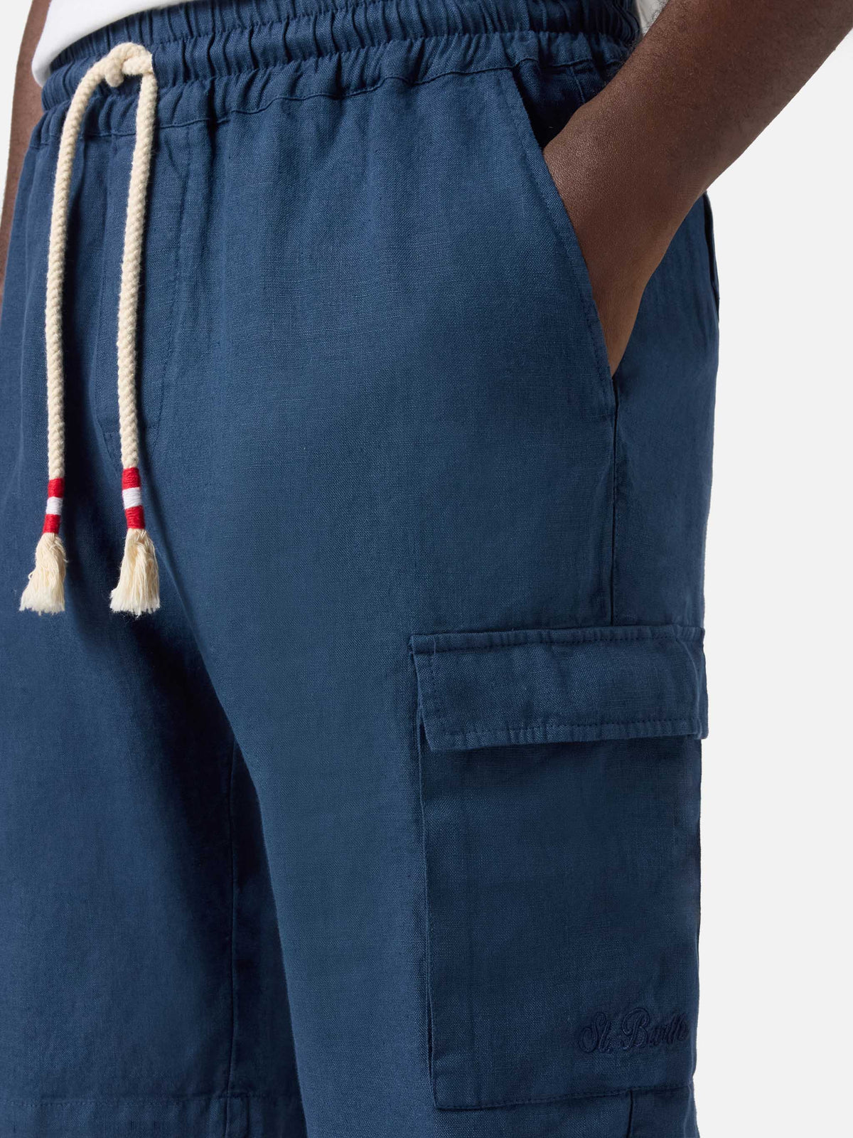 Bermuda Marseille blu navy in lino