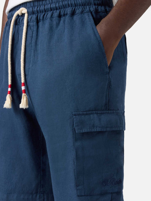 Bermuda Marseille blu navy in lino