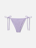 Slip mare Marielle String modello brasiliana in tessuto crinkle lurex lilla