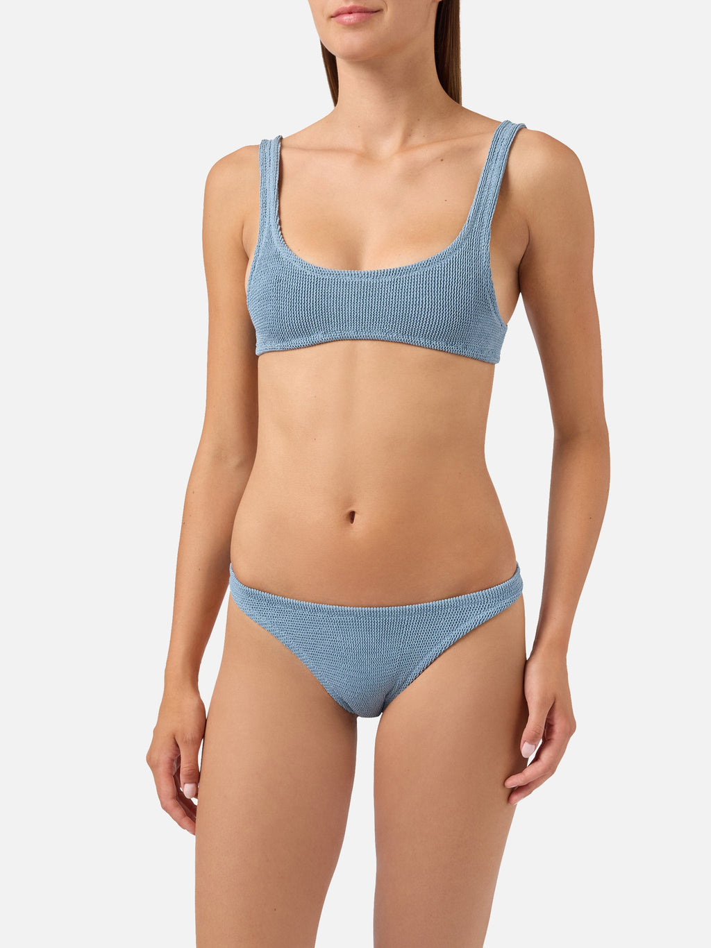Bikini Naima Naomi in tessuto crinkle lurex azzurro
