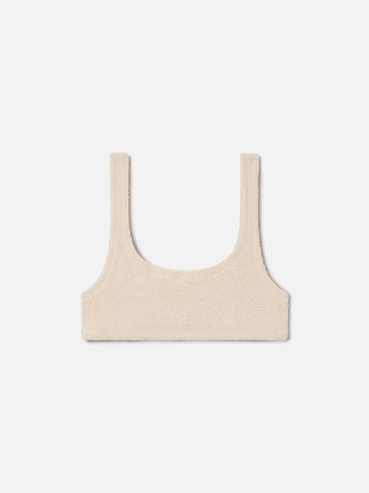 Top bikini Naima bralette in tessuto crinkle beige chiaro