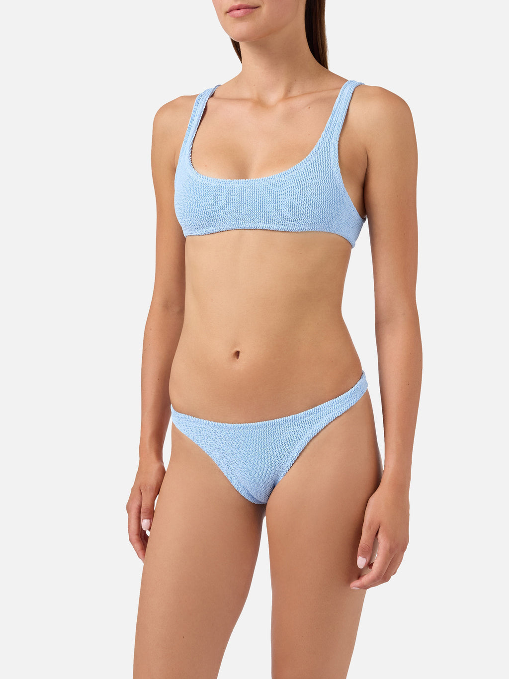 Bikini a bralette Naima Naomi in crinkle azzurro