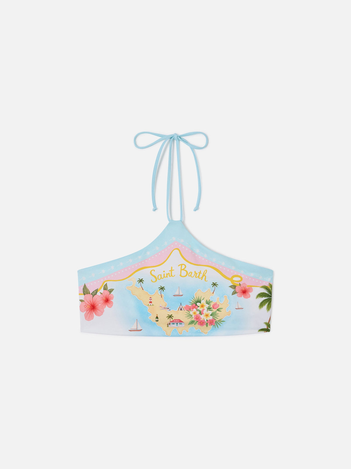 Top bikini Nairobi halter con stampa piazzata St. barth map