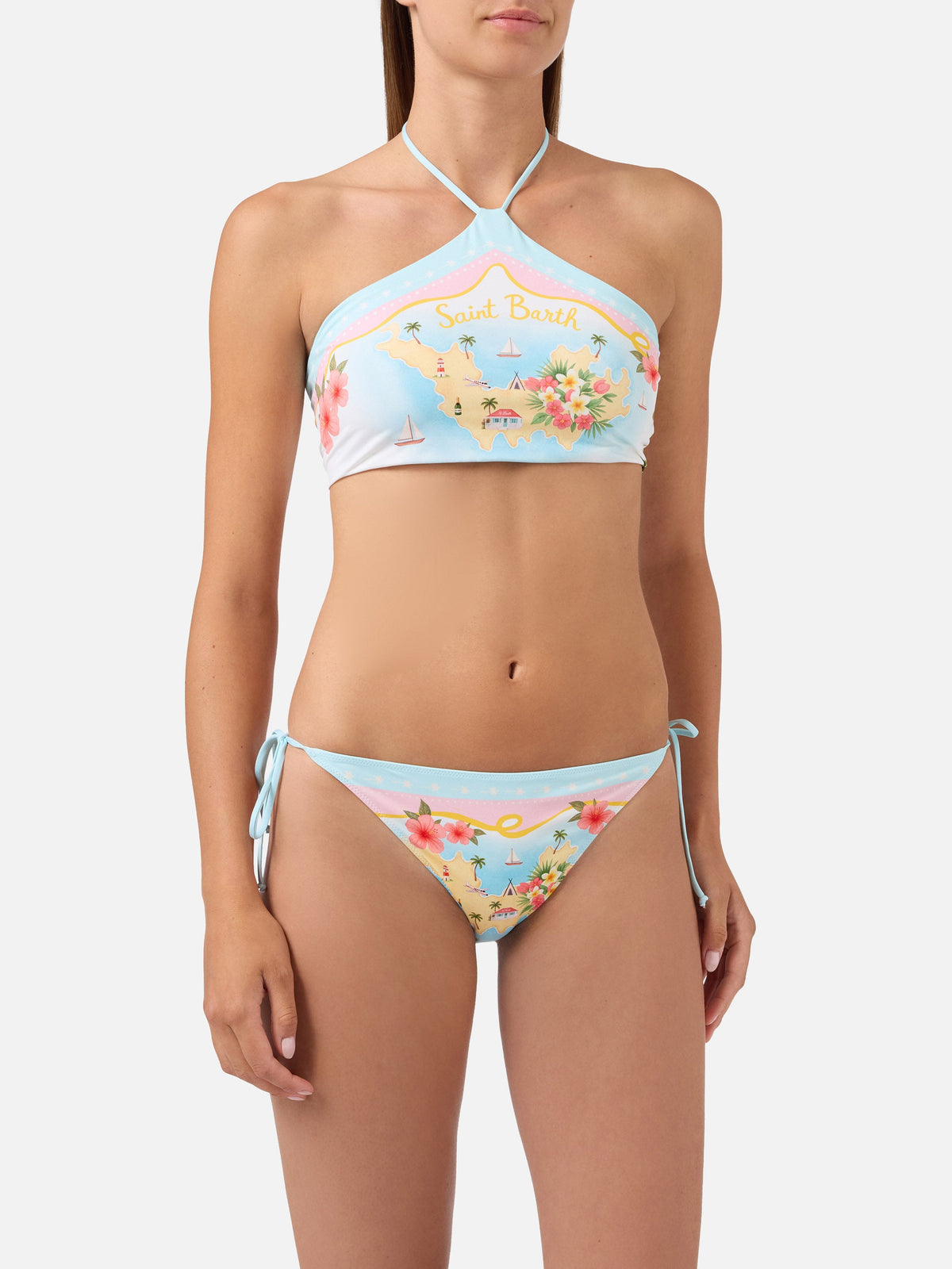 Bikini Nairobi Virgo con stampa St. Barth Map multicolor